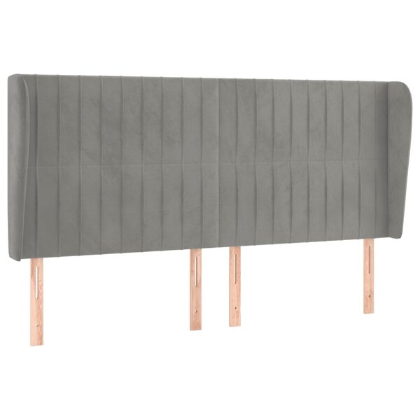 vidaXL Tête de lit avec oreilles Gris clair 163x23x118/128 cm Velours