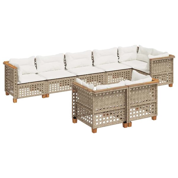 vidaXL Salon de jardin avec coussins 8 Pièces beige résine tressée