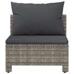 vidaXL Canapé central de jardin avec coussin Gris Résine tressée