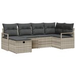 vidaXL Ensemble de canapé de jardin 6 Pièces Gris clair Poly rotin