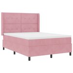 Lit à Lattes vidaXL avec Matelas et LED Rose 140x190 cm Velours