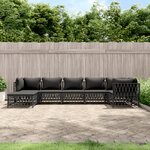 vidaXL Salon de jardin 7 Pièces avec coussins anthracite acier