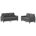 vidaXL Ensemble de canapés 2 Pièces avec coussins Gris foncé Tissu