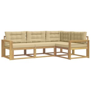 vidaXL Ensemble de canapés d'extérieur 3 Pièces Blanc et Beige Polyester