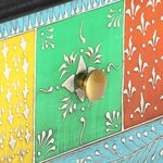 vidaXL Table console peinte à la main 80x35x75 cm Bois de manguier