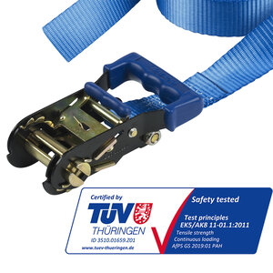 4359EURDAT Sangle à Cliquet Certifiée Bleu 6m x 35mm Sangle