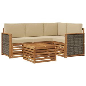 vidaXL Ensemble de canapés d'extérieur 5 Pièces Naturel et Beige
