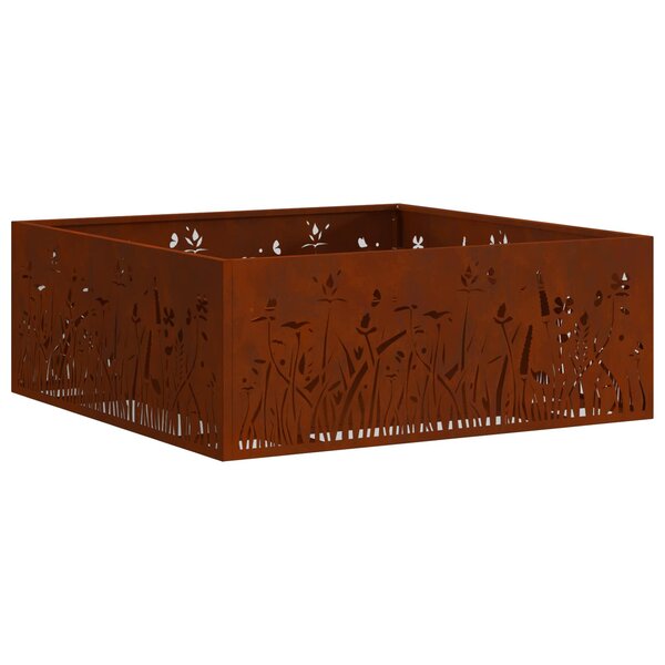 vidaXL Boule de feu Rouillé 80 x 80 x 30 cm Acier patiné
