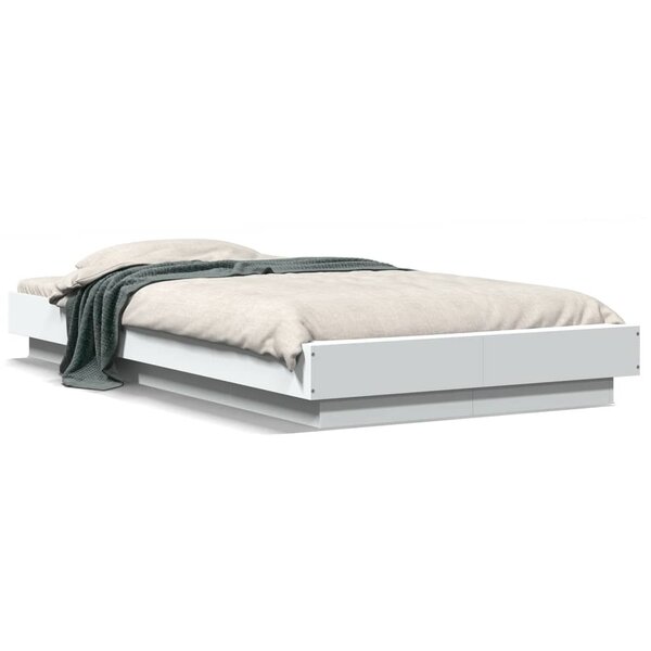 vidaXL Cadre de lit avec lumières LED sans matelas blanc 90x200 cm