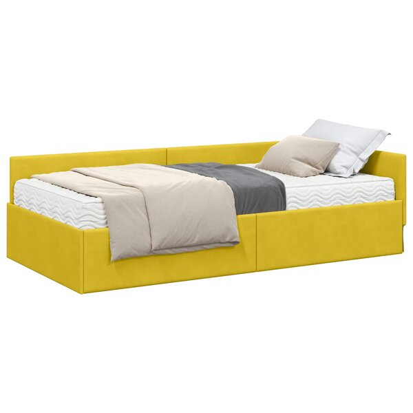 vidaXL Cadre de lit d'angle avec matelas 2 pc Jaune 90 x 190 cm