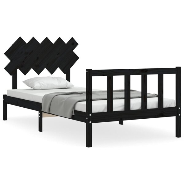 vidaXL Cadre de lit sans matelas noir 100x200 cm bois massif de pin