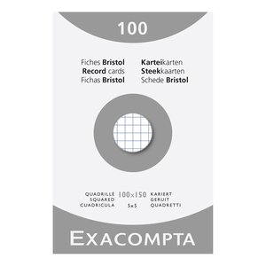 Étui De 100 Fiches - Bristol Quadrillé 5x5 Non Perforé 100x150mm - Blanc - X 10 - Exacompta