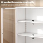 Armoire de bureau 80 x 40 x 110 cm étagères réglables rangement pratique style industriel contemporain en acier blanc 21_0006407