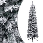 vidaXL Sapin de Noël mince pré-éclairé flocon de neige vert 210 cm PVC
