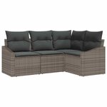 vidaXL Ensemble de canapé de jardin avec coussin 4 Pièces Gris polyrotin