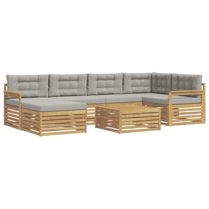 vidaXL Ensemble de canapés d'extérieur 7 Pièces Blanc et gris clair
