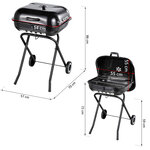 Barbecue à charbon pliable BBQ grill sur pied avec couvercle et roulettes  dim. 57L x 70l x 86H cm acier émaillé noir