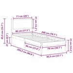 vidaXL Cadre de lit avec tête de lit Noir 80 x 200 cm Pin massif