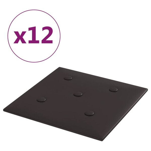 vidaXL Panneaux muraux 12 Pièces Noir 30x30 cm Similicuir 1 08 m²