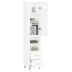 vidaXL Buffet haut Blanc brillant 34 5x34x180 cm Bois d'ingénierie