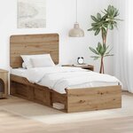 vidaXL Cadre de lit Chêne artisan 100 x 200 cm Bois de pin massif