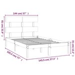 Vidaxl cadre de lit gris bois massif 140x190 cm