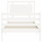 vidaXL Cadre de lit avec tête de lit blanc petit simple bois massif