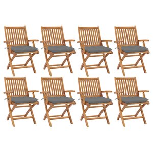 vidaXL Chaises pliables de jardin avec coussins lot de 8 Teck solide