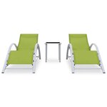 vidaXL Chaises longues 2 Pièces avec table Aluminium Vert