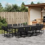 vidaXL Ensemble à manger de jardin avec coussins 13 Pièces noir textilène
