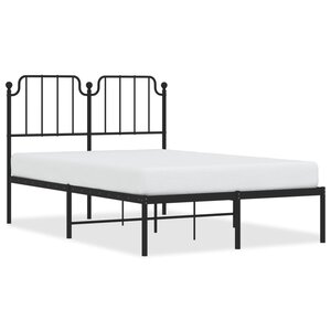 vidaXL Cadre de lit métal sans matelas avec tête de lit noir 120x200cm