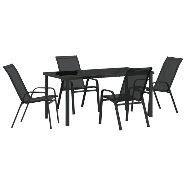 vidaXL Ensemble de jardin 5 pièces - Noir en Textilène et Acier