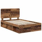 vidaXL Cadre de lit Bois ancien 135 x 190 cm Bois de pin massif