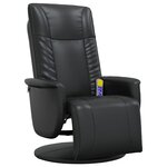 vidaXL Fauteuil inclinable de massage repose-pieds noir similicuir
