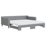 vidaXL Lit de jour avec gigogne et matelas gris clair 100x200 cm tissu