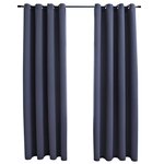 vidaXL Rideaux occultants avec anneaux Métal 2Pièces Anthracite 140x245cm