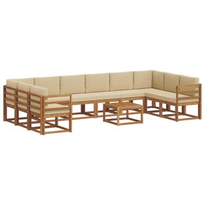 vidaXL Ensemble de canapés d'extérieur 11 Pièces Naturel et Beige