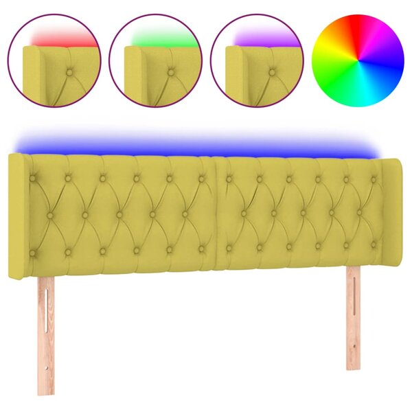 vidaXL Tête de lit à LED Vert 147x16x78/88 cm Tissu
