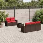 vidaXL Salon de jardin 6 Pièces avec coussins marron résine tressée