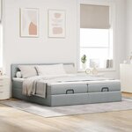 VidaXL Cadre de lit ottoman et matelas gris clair 180x200cm tissu