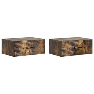 vidaXL Cabinet de chevet mural 2 Pièces Chêne fumé 49 x 34 5 x 20 cm