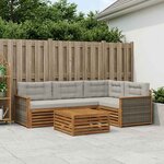 vidaXL Ensemble de canapés d'extérieur 5 Pièces Naturel et gris clair