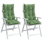 vidaXL Coussins de chaise à dossier haut lot de 2 modèle de feuille