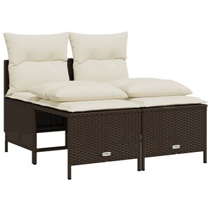 vidaXL Salon de jardin 4 Pièces avec coussins marron résine tressée