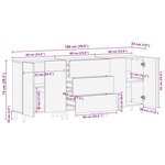 vidaXL Buffet 3 Pièces Noir et or 60 x 33 x 75 cm bois de manguier massif