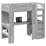 vidaXL Cadre de lit superposé avec bureau Gris Sonoma 90 x 190 cm