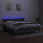 vidaXL Sommier à lattes de lit matelas LED Gris foncé 160x200 cm Tissu