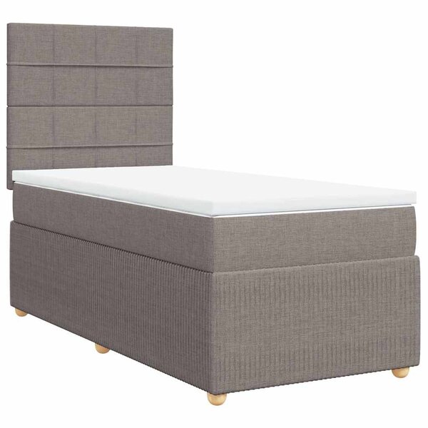 vidaXL Sommier à lattes de lit avec matelas Taupe 90x190 cm Tissu