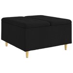 vidaXL Pouf de rangement avec coussin Noir 80 x 80 x 45 cm tissu