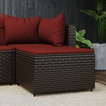 vidaXL Repose-pied de jardin avec coussin marron résine tressée